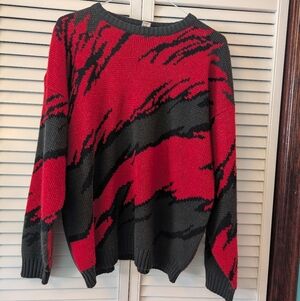 Red and Black Patterned Sweater